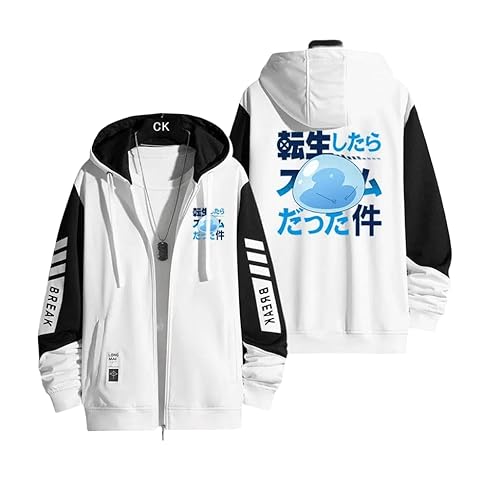 [COLE] 転生したらスライムだった件 パーカー 長袖 転スラ スライム リムル 魔王 紫苑 朱菜 蒼影 ファスナー フード付き服 運動パーカー 日常服 Hoodieメンズ 誕生日 プレゼント パーカ ディーバ コスチューム (8,M 薄手)