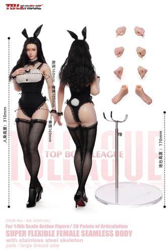 【Tbmodel 】TBLeague 1/6 アクションフィギュア 超柔軟性シームレス バニーガール 素体 羊毛ヘッドセット アクションフィギュア SR-AD01H（H)白肌)