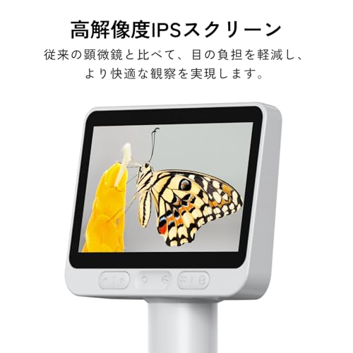 Beaverlab 顕微鏡 ハンディ 1600倍拡大 4インチIPSスクリーン WIFI マイクロスコープ 撮影 録画 スマホやPC接続可能 USB充電 LEDライト 肌 毛穴 頭皮チェック 生物観察 教育用 科学研究 宝石鑑定 デジタル顕微鏡 簡単操作 初心者 小学生 子供向け 日本語取扱説明書付き M2CS