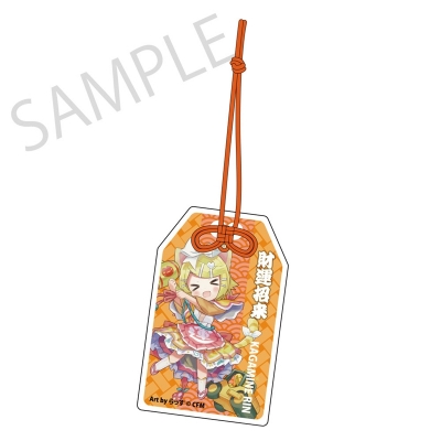 【グッズ-キーホルダー】「初音ミク×招き猫」 御守風アクリルさげ札 鏡音リン Art by らっす【再販】