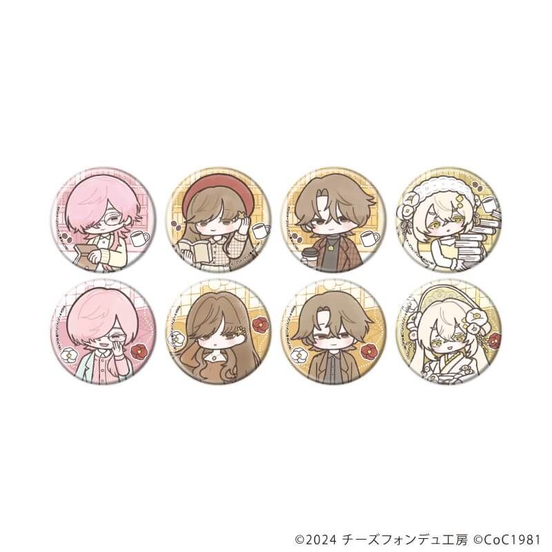 缶バッジ「死んでも筆を折るものか」02/ブックカフェ&作中衣装ver. ブラインド(8種)(グラフアートイラスト)
