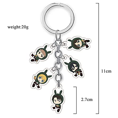 [VerdantVibe] 進撃の巨人 アクリルキーホルダー ペンダント | リヴァイ・ミカサ・エレン・アルミン キャラクター デザイン | キーリング付き | バッグチャーム アニメグッズ 誕生日プレゼント (F) [並行輸入品]