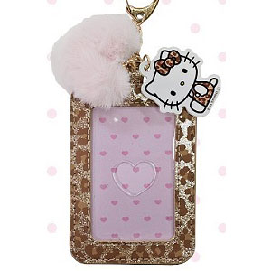 ハローキティ パスケース(ギャルキティ) ヒョウ柄ブラウン