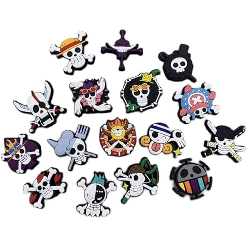ワンピース クロックス用シューズチャーム 16個セット PVC製 靴アクセサリー DIY サンダル飾り ルフィ ゾロ ナミ サンジ チョッパー ロビン フランキー ウソップ [並行輸入品]
