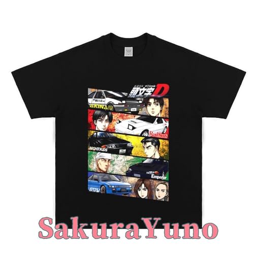 頭文字D Tシャツ 半袖 インナーシャツ T-Shirt イニシャルd Dae86 藤原拓海 コスプレ衣装 かっこいいシャツ BLACK WHITE 夏服 プリント 綿製 トップス ファッション カジュアル 男女兼用 (ブラック番号3,L) [並行輸入品]