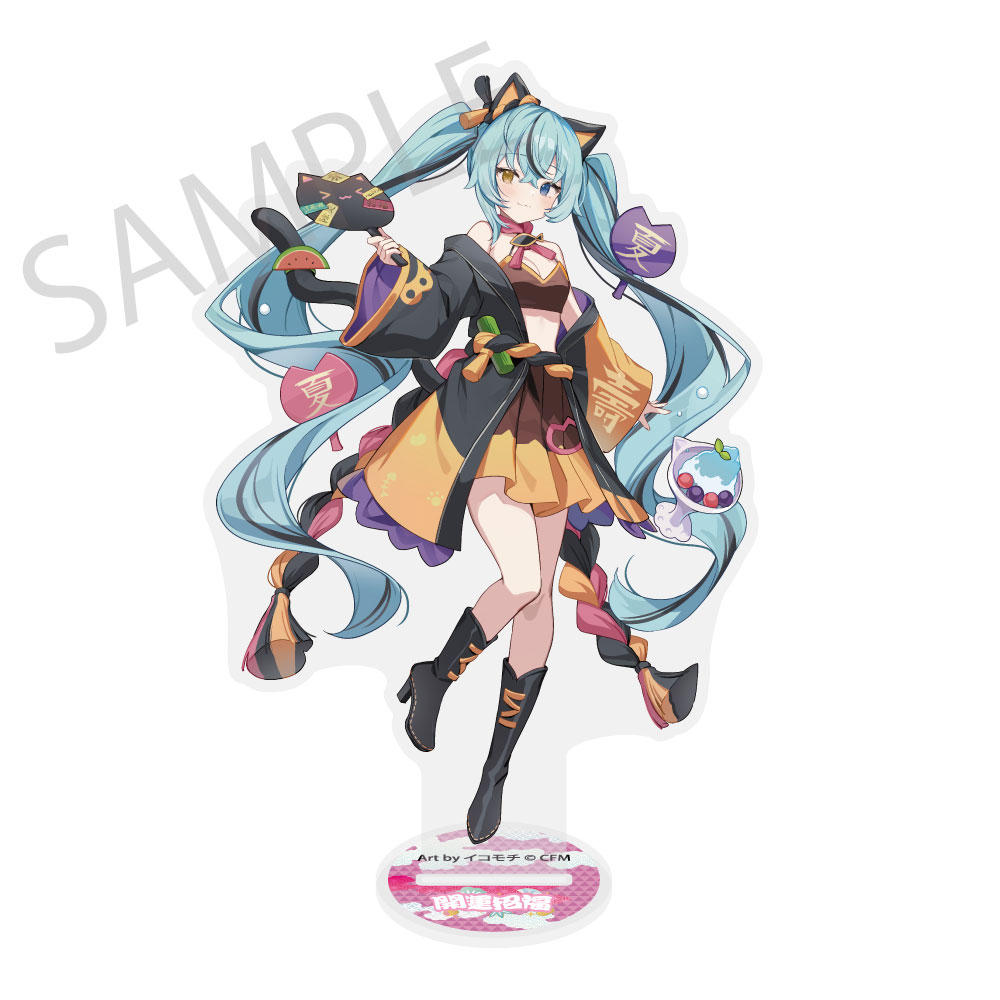 初音ミク×招き猫×真夏の熊谷_ダイカットビッグアクリルスタンド 初音ミク 黒 Art by イコモチ