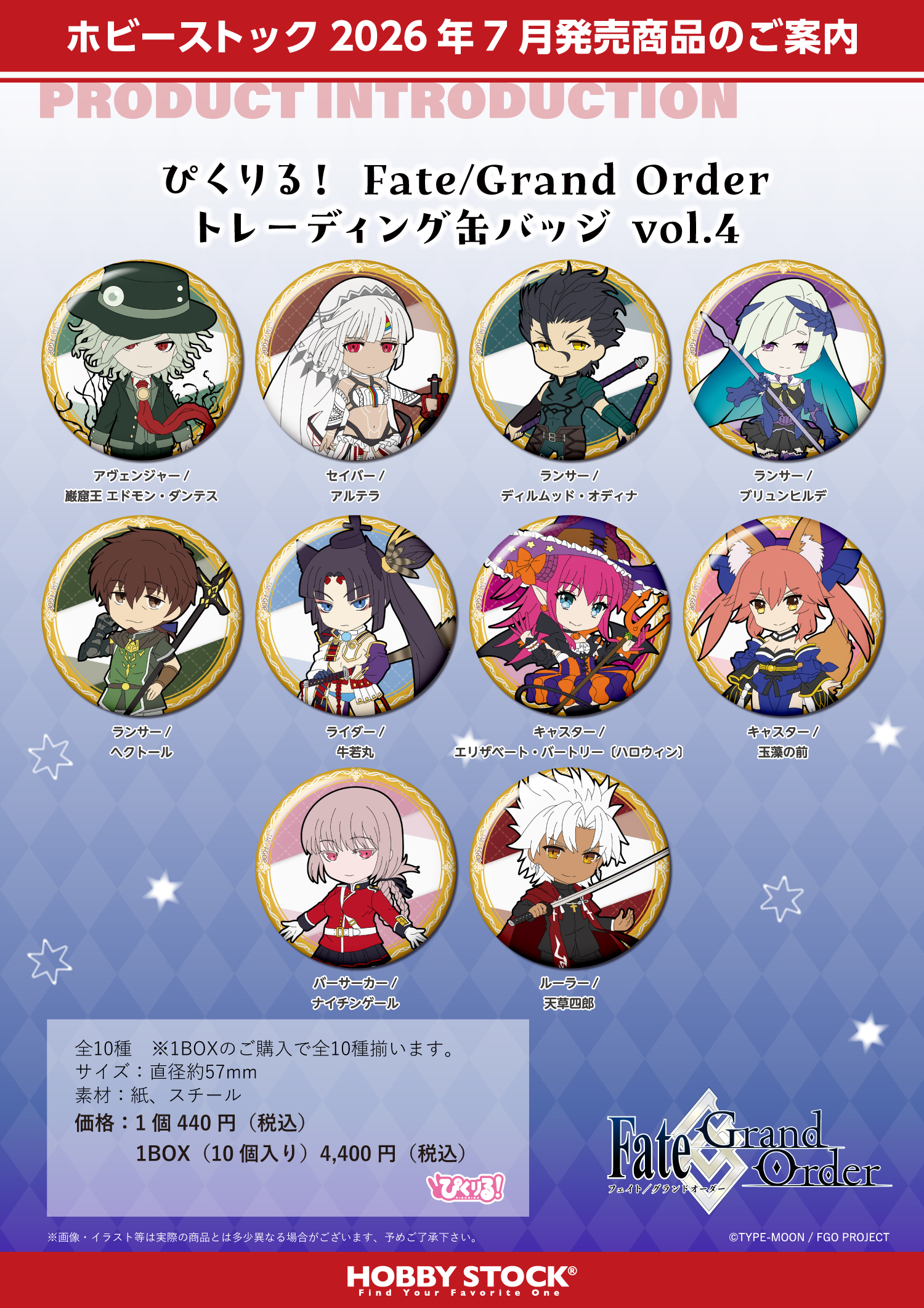 ぴくりる！ Fate/Grand Order トレーディング缶バッジ vol.4　10個入りBOX