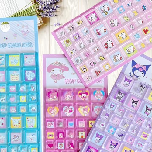 【4枚セット】ぷっくりシール 3D立体 タイルシール キラキラ ステッカー 手帳 ノート 封筒 デコレーション 子供 女の子 男の子 かわいい ごほうび プレゼント 貼り直し可能 DIY 装飾 マカロンカラー（Aセット）
