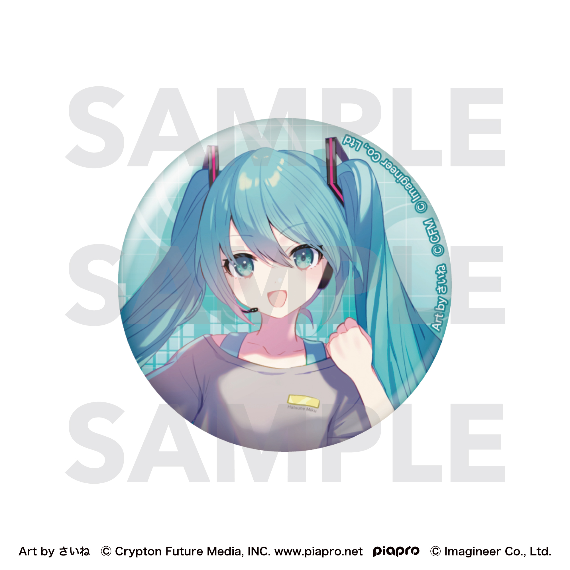 初音ミク_Fit Boxing feat. 初音ミク Art by さいね グリッター缶バッジ 初音ミク